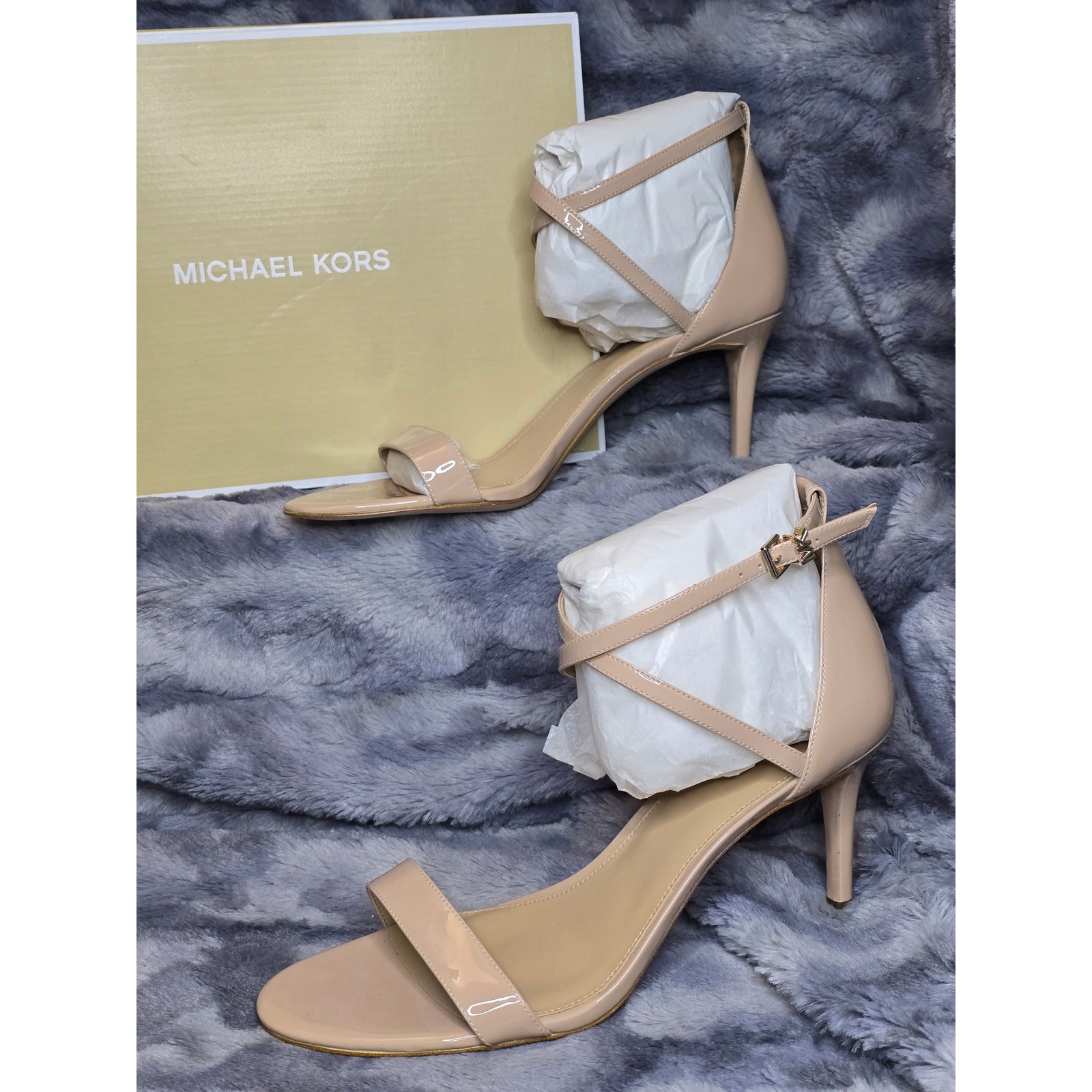 Nwb Michael Kors Ava Mid Sandal Lt Blush Leather Women Us 11